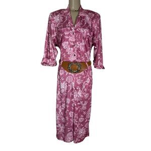VTG 80’s Allyson Holley Pink Paisley Tunic Dress Sz 12